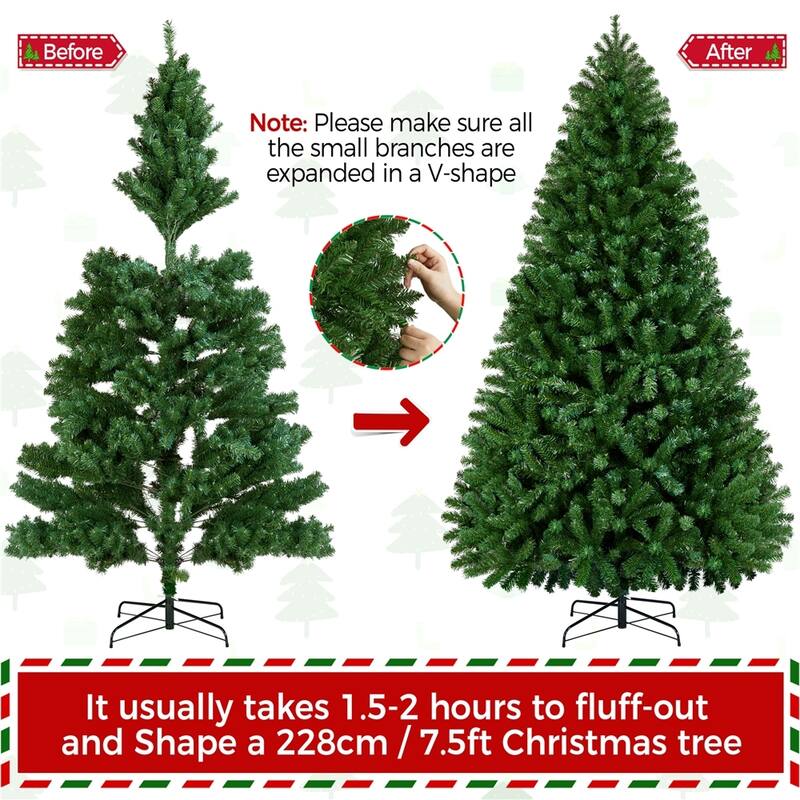 Yaheetech Pre-lit 4.5ft/6ft/7.5ft/9ft Spruce Artificial Christmas Tree with Foldable Stand, Green