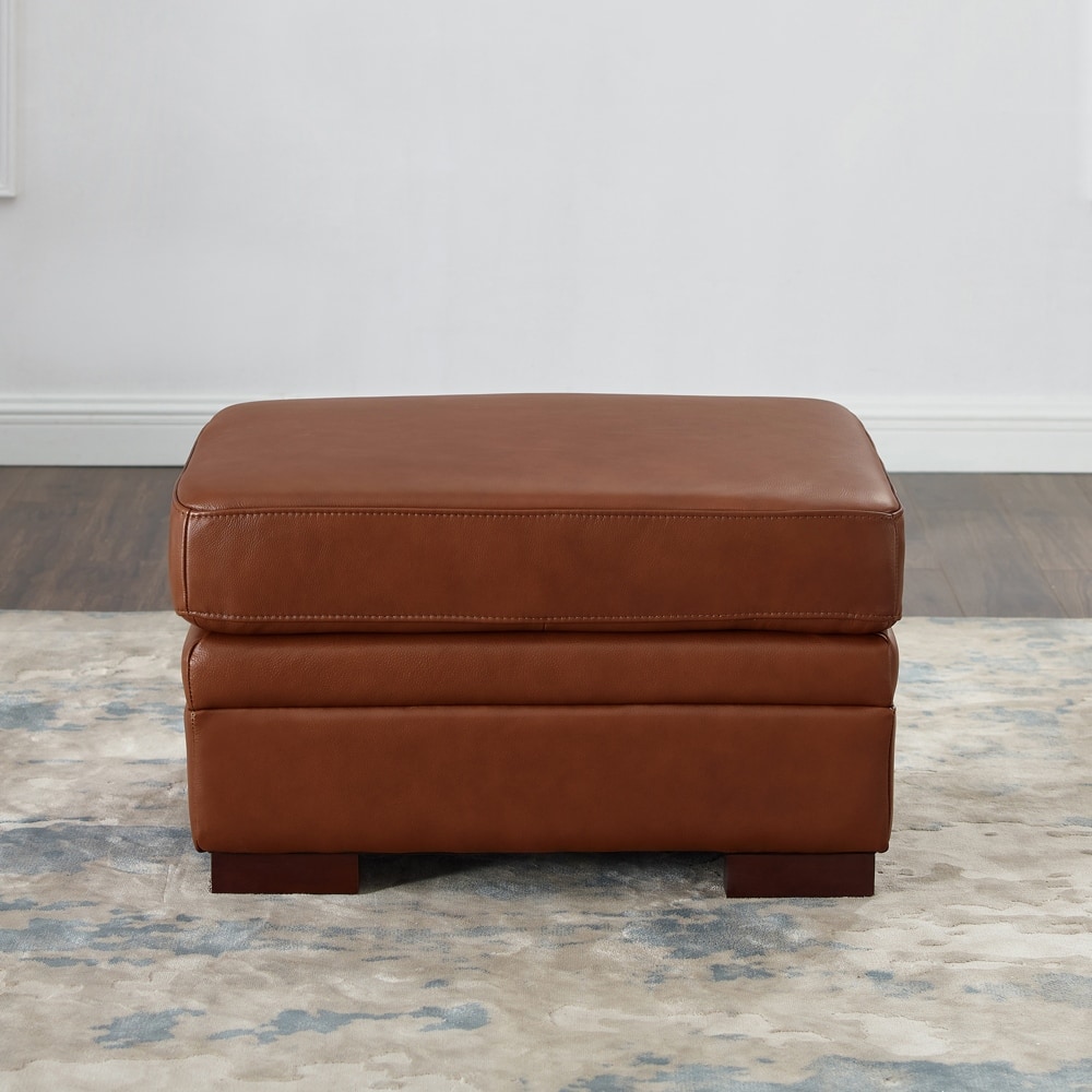 Hydeline Dillon Top Grain Leather Ottoman