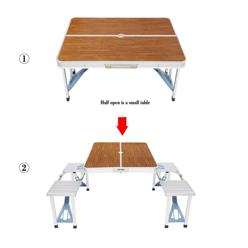 Aluminum Alloy Outdoor Dining Table And Chairs Wood Grain Top