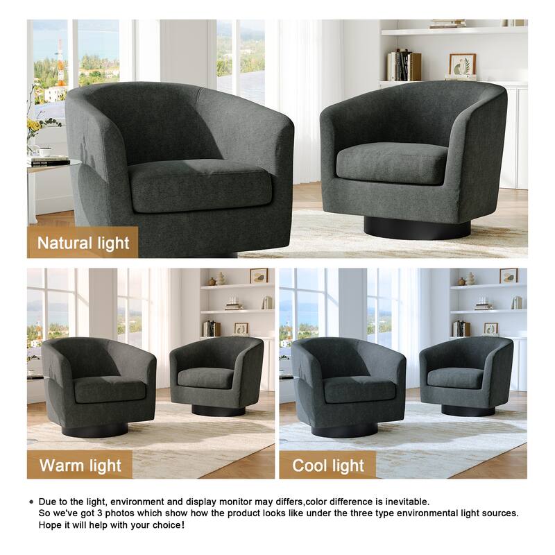 2 Set Modern Soft Upholstered Chenille Swivel Barrel Chair