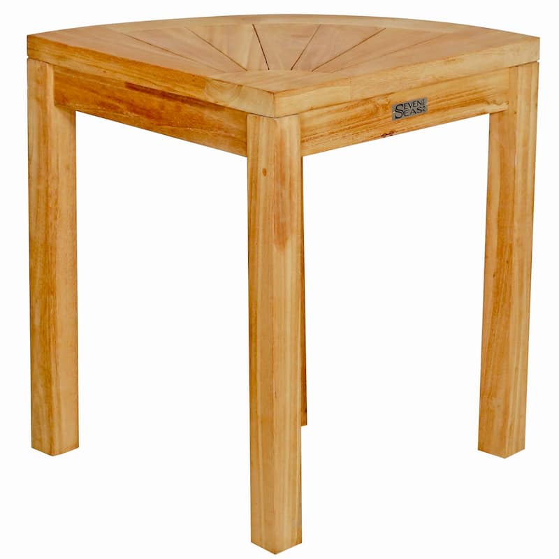 Seven Seas Teak Rustic Teak Wood Corner Shower Stool