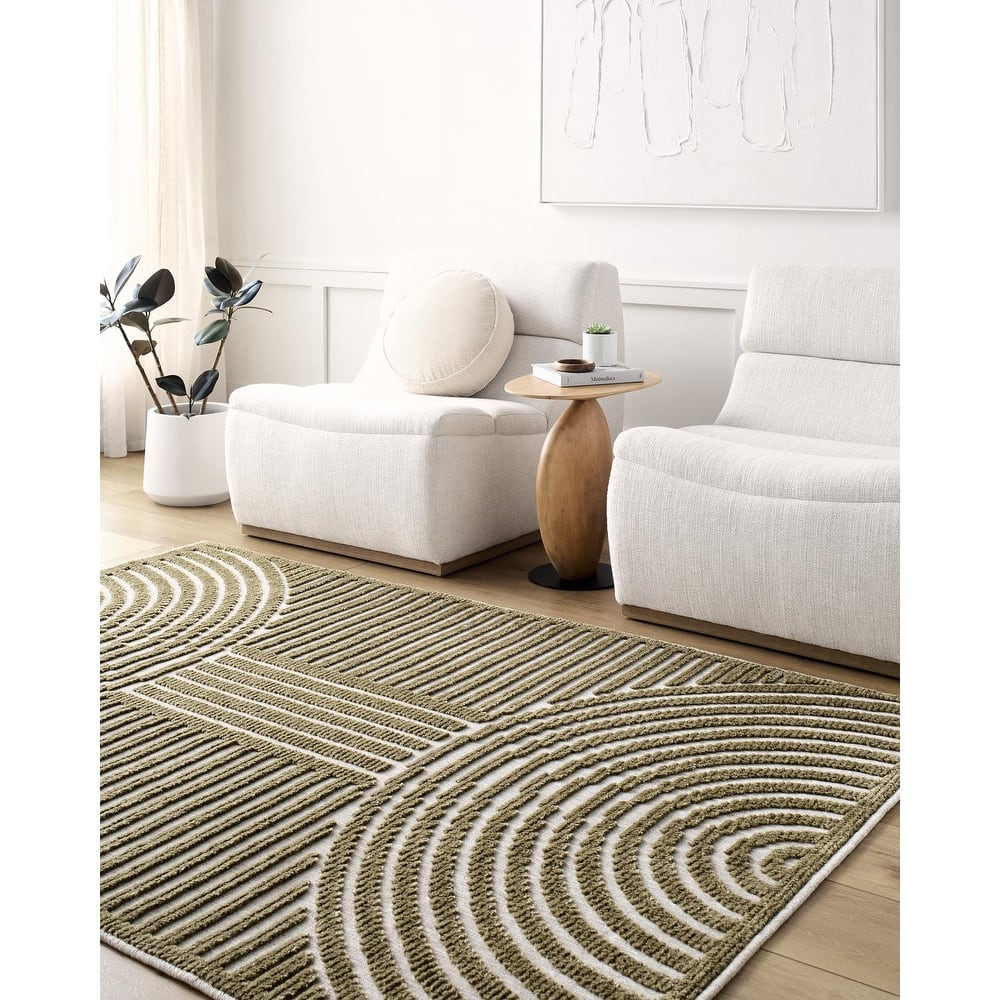 Livabliss Remi Mod Stripe Machine Washable Area Rug
