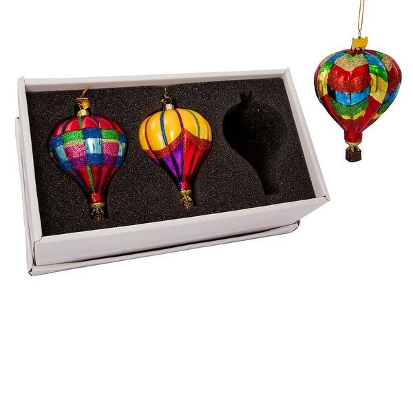 Shop Pack Of 3 Vibrantly Colored Air Balloon Glass Christmas