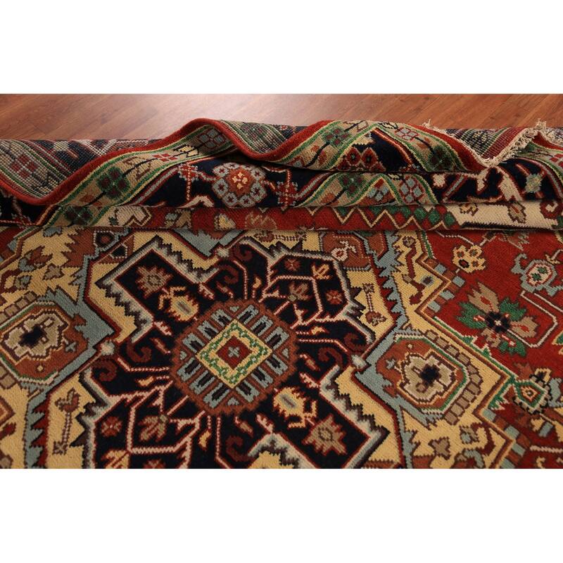 Geometric Heriz Serapi Oriental Area Rug Handmade Wool Carpet - 8'11" x 11'9"