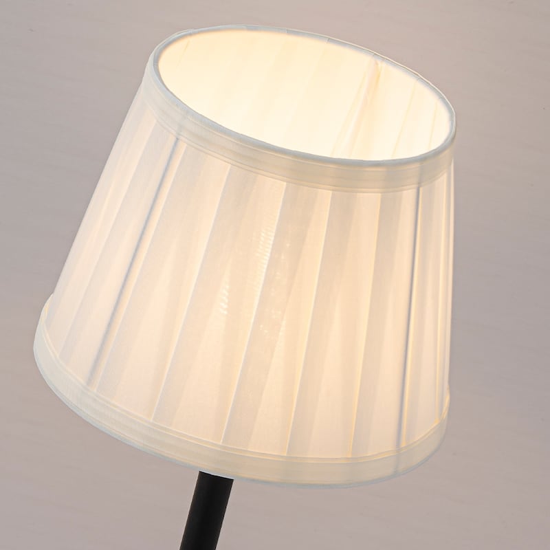 CraftHome 16'' Modern Fabric Shade Rechargeable LED Table Lamp Touch Control Cordless USB Nightstand Lamp with Stepless Dimming