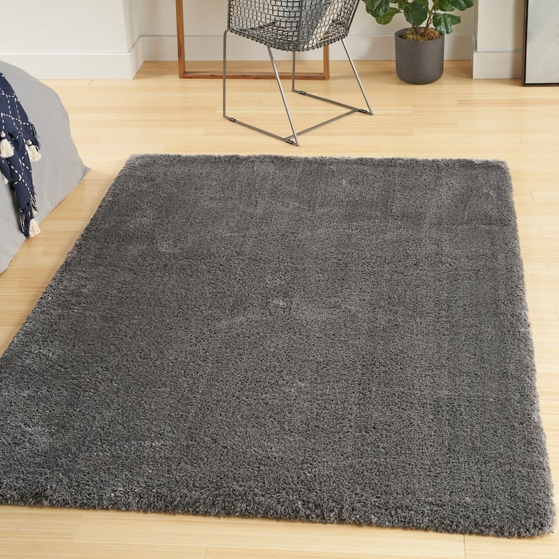 Nourison Luxurious Shag Ultra-plush Pile Glam Solid Area Rug - 5' 3" x 7' 3" - Grey