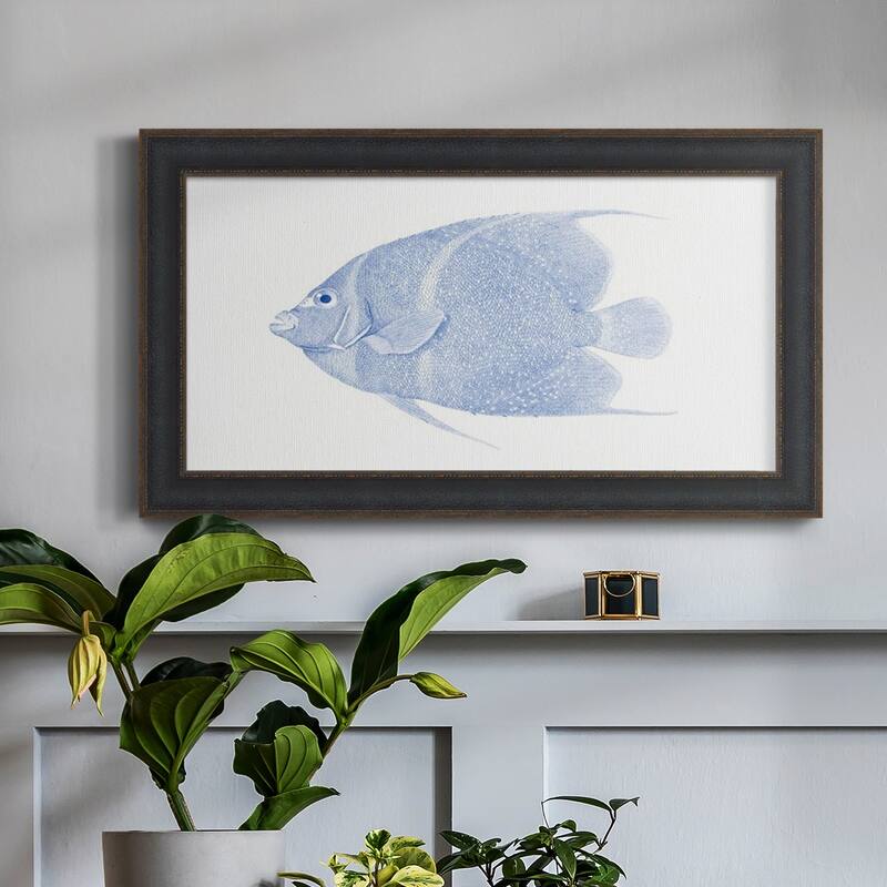 Blue & White Tropical Fish V Premium Framed Canvas- Ready to Hang