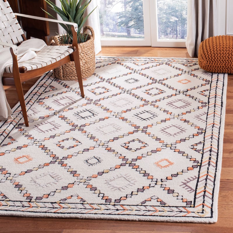 SAFAVIEH Handmade Bellagio Sarolta Trellis Wool Rug - 9' x 12' - Ivory/Multi