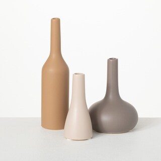 Sullivans Warm Matte Bud Ceramic Vase Set of 3, 8.75"H, 6"H & 5"H Multicolored
