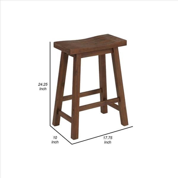 Saddle Design Wooden Counter Stool with Grain Details - 24.25 H x 17.75 W x 10 L Inches