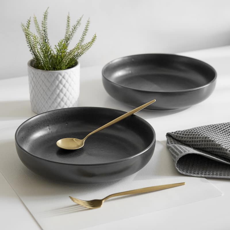 Sango Anderson Black 10" Large Ceramic Serving Bowl (Set of 2), 64.25 oz