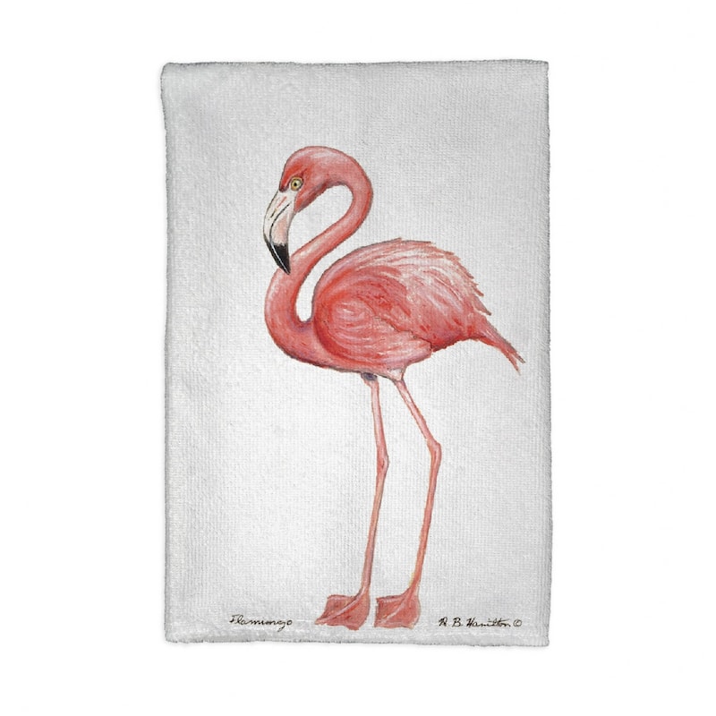 Flamingos - White Kitchen Towel - 16x25