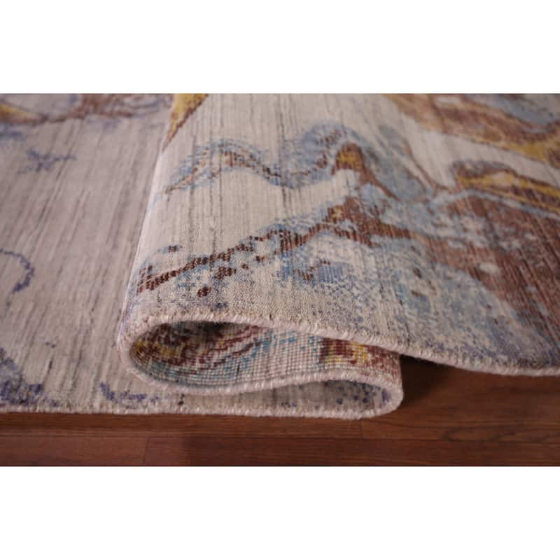Contemporary Oriental Area Rug Hand-Knotted Modern Wool Carpet - 5'0" X 8'0"