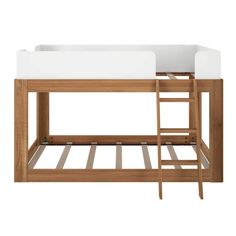 Max and Lily Mid-Century Modern Twin over Twin Low Bunk Bed