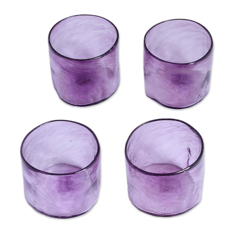 Handmade Twilight Storm Recycled Glass Juice Glasses (Set Of 4) Mexico - 2.9" H x 3.1" Diam.