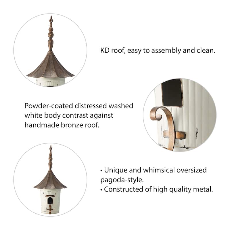 Glitzhome 29.75"H Farmhouse Distressed Metal Hanging Pagoda Birdhouse