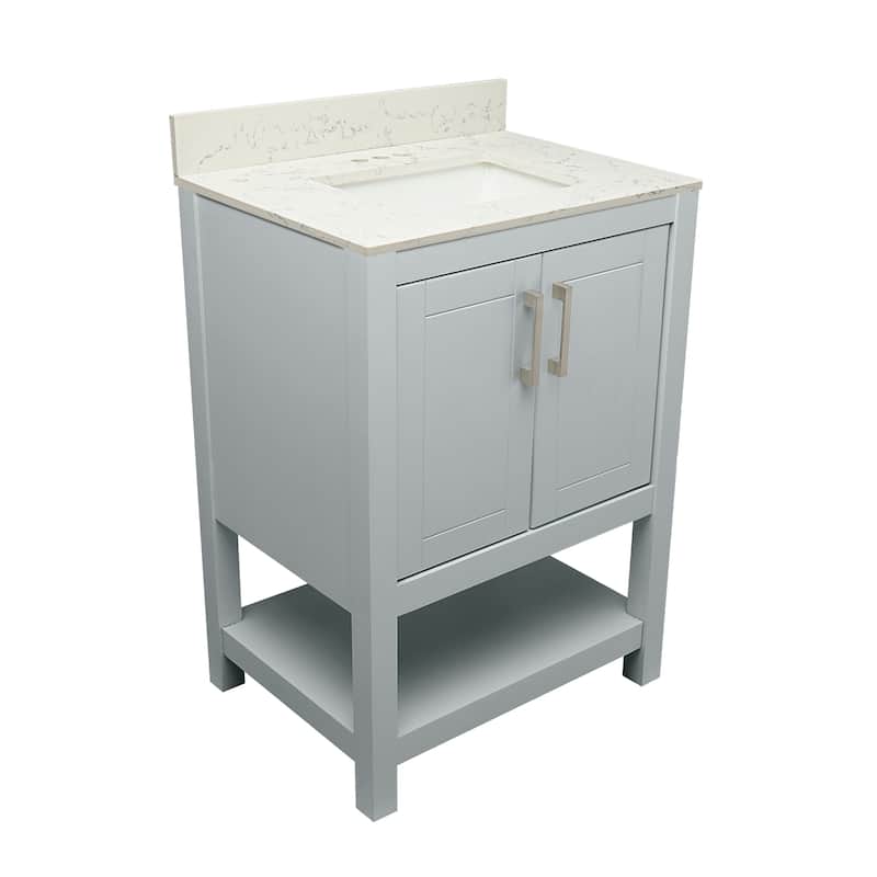 Taos 25" Bathroom Vanity with Cultured Marble Vanity Top Sink in White with White Basin