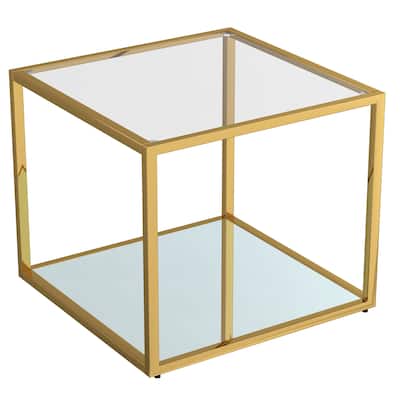 Contemporary Metal and Glass Large Square Coffee Table