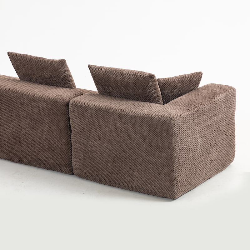 Flannelette Modular Sectional Sofa Full-Foam Build Compressed Couch