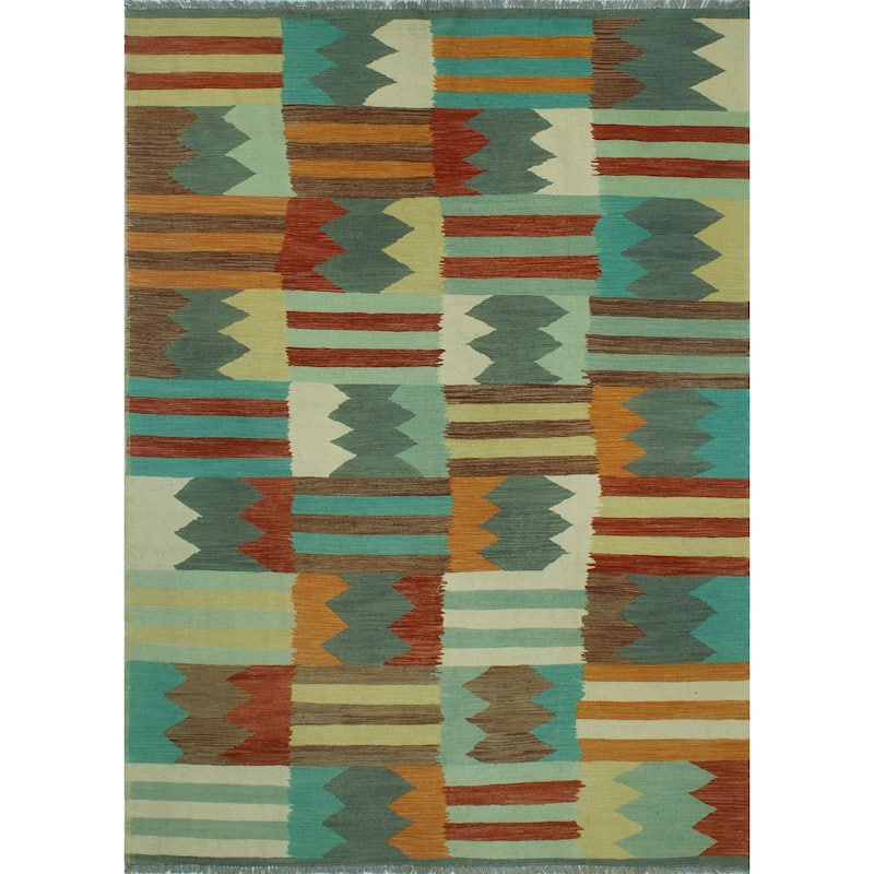 Winchester Flatweave Orland Grey-Blue/Ivory Rug - 6'9" x 9'7"