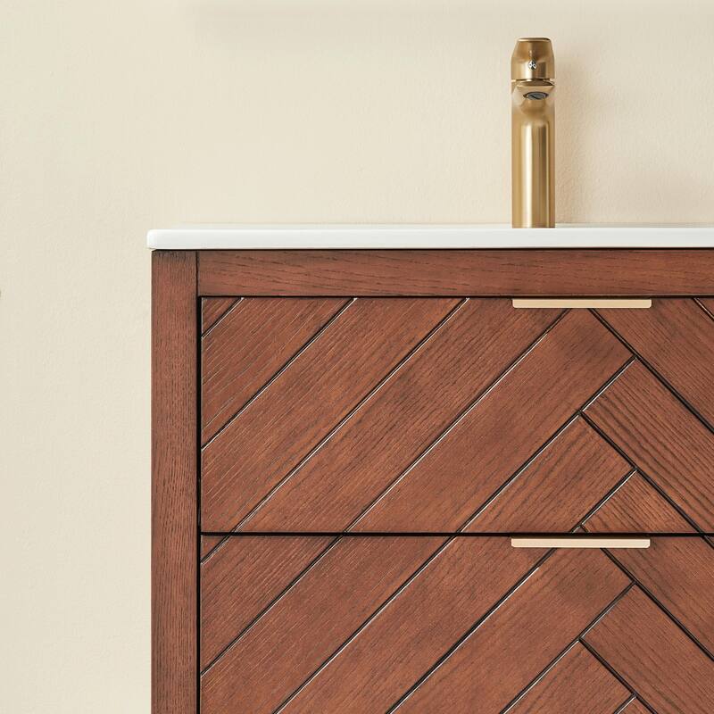 30-inch Wall-Mounted Floating Single Vanity with Ceramic Sink