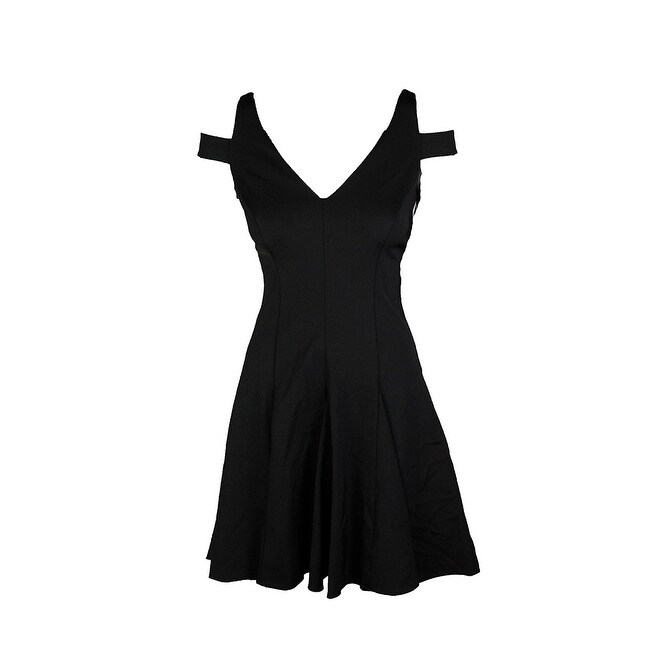 petite black fit and flare dress