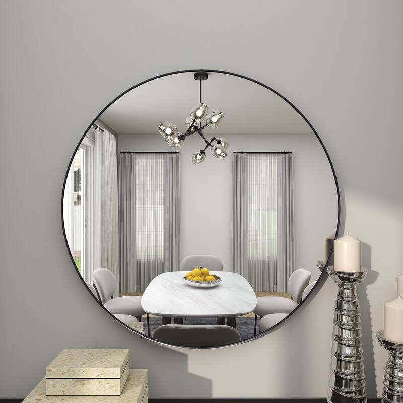 Black, White or Gold Wood Wall Mirror with Thin Frame
