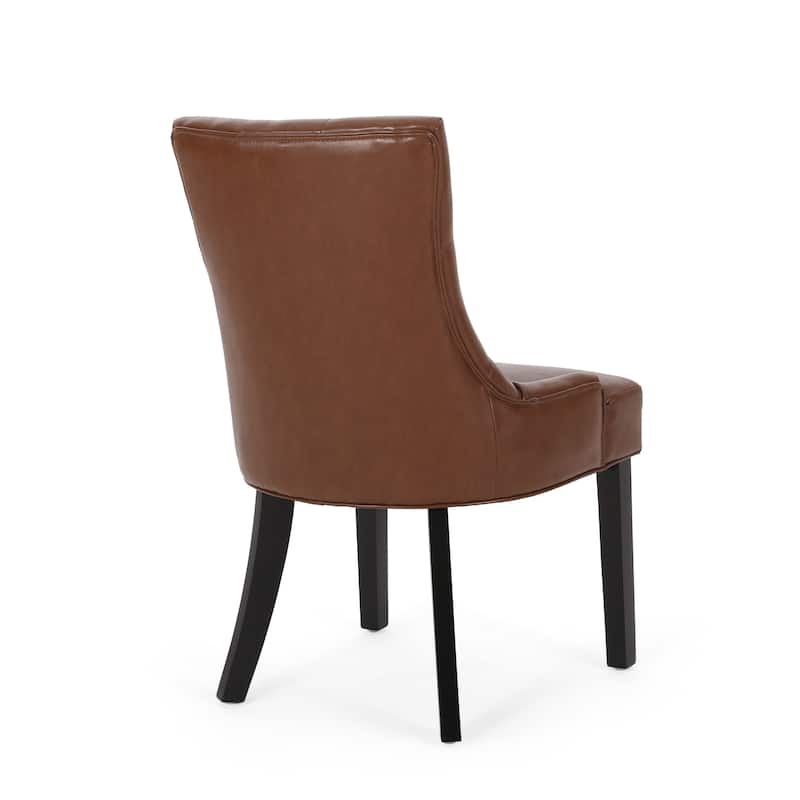 Set of 2 PU-Leather Upholstered Dining Chair with Tapered Legs