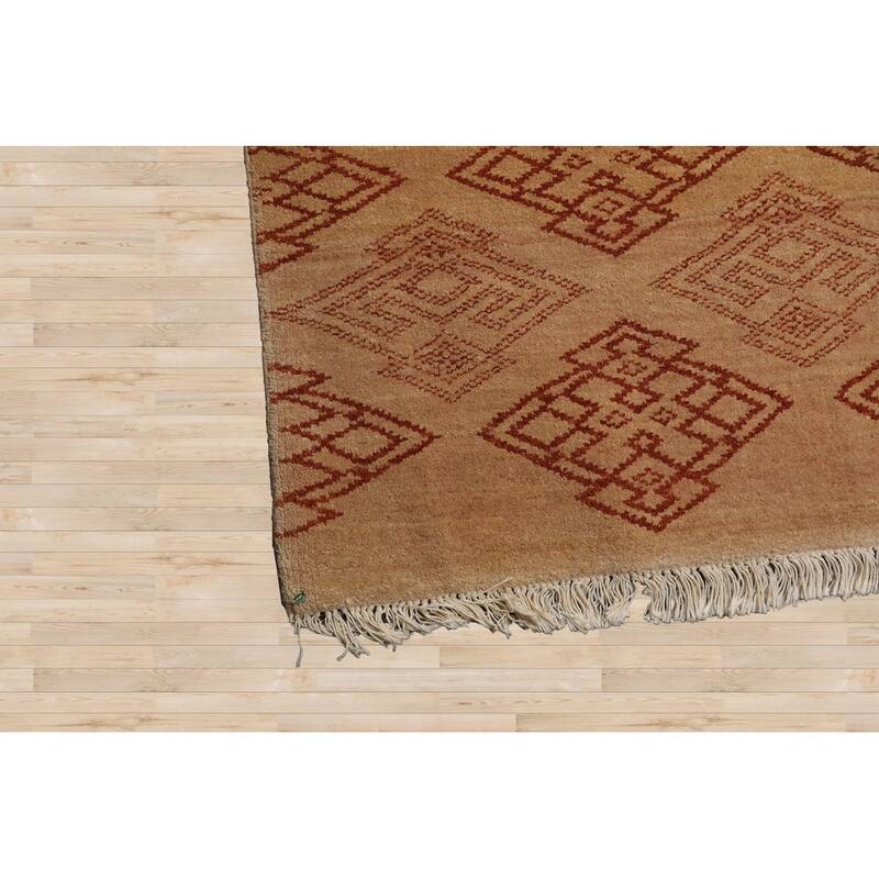Hand Knotted Michaelian & Kohlberg Tan Tibetan 100% Wool Area Rug - 7' 11'' x 9' 1''