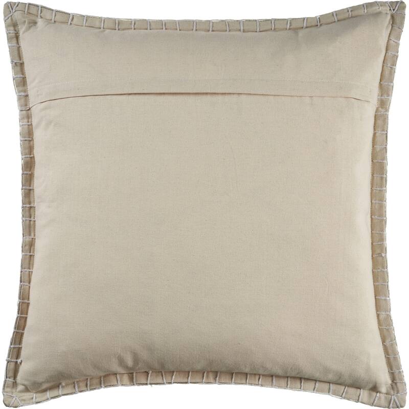 Handwoven Solid Square Throw Pillow Cover with Flanged Border - 24" - Taupe Brown