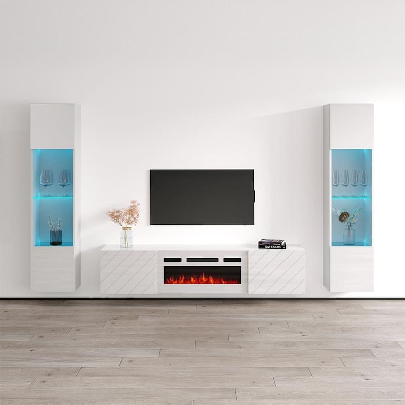 Luxe WH-EF Floating Fireplace Entertainment Center - 42 - White