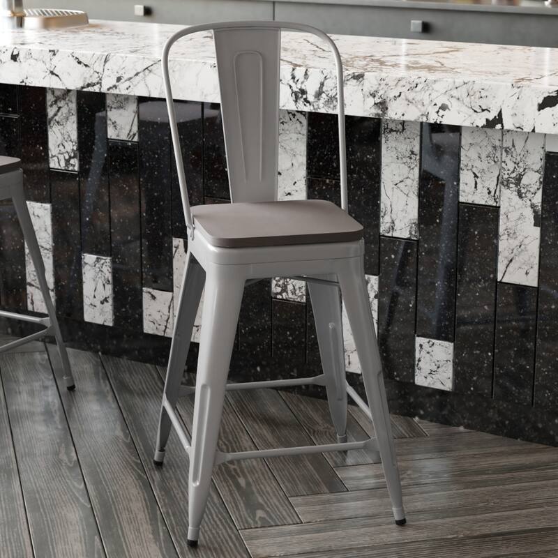 All-Weather Commercial Counter Stool with Removable Back & Poly Resin Seat