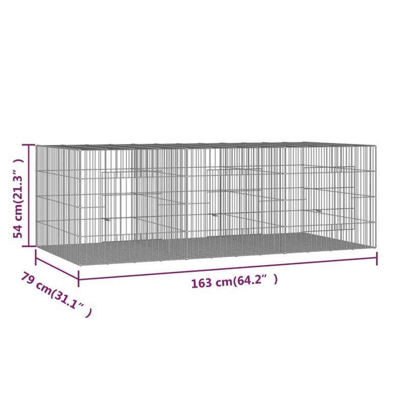 vidaXL 3-Panel Rabbit Cage Animal Hutch Playpen Enclosure Galvanized Iron