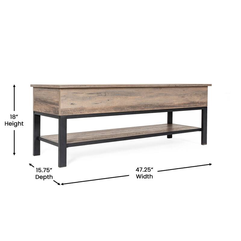 Modern Farmhouse Entryway Storage Bench with Lower Shelf Storage