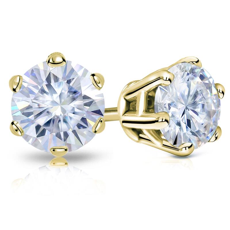 Auriya 3 1/2ctw Round Moissanite Stud Earrings 14k Gold - 7.8 mm - Yellow