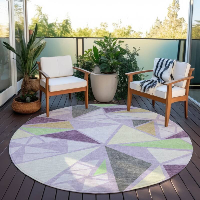 Machine Washable Indoor/ Outdoor Abstract Mosaic Chantille Rug