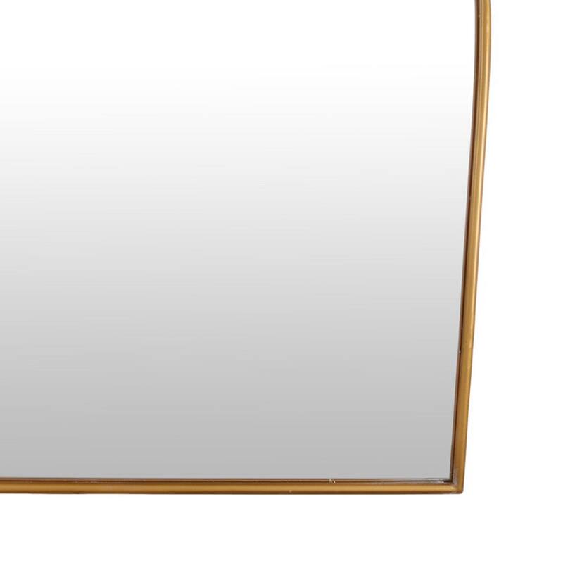 Curved Accent Wall Mirror, Scrolled Details, 36 Inch, Gold Metal Frame
