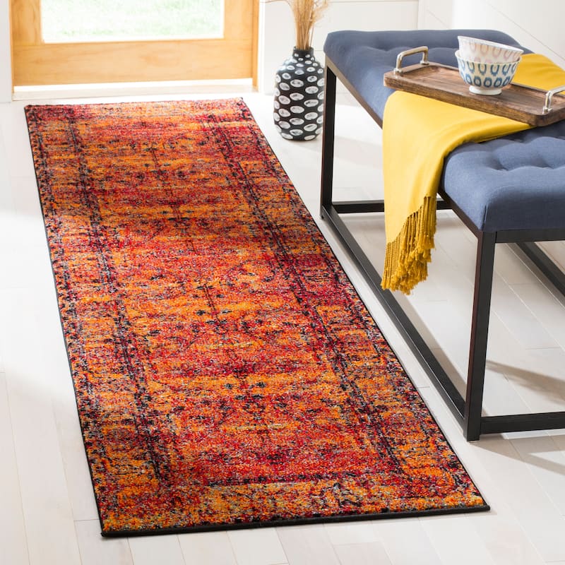 SAFAVIEH Vintage Hamadan Selma Oriental Distressed Rug - 2'3" x 12' Runner - Orange