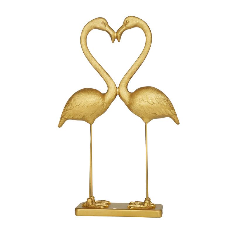 Radiant Gold Polystone Flamingo Decorative Sculpture
