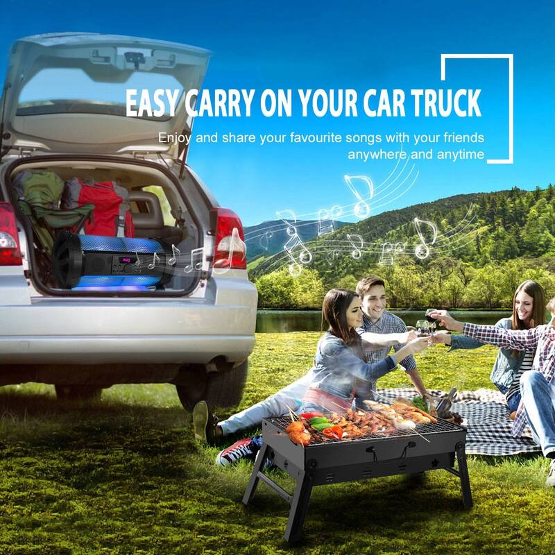 Portable Foldable Charcoal BBQ Grill for Camping and Outdoor - 17.7 x 11 x 10in