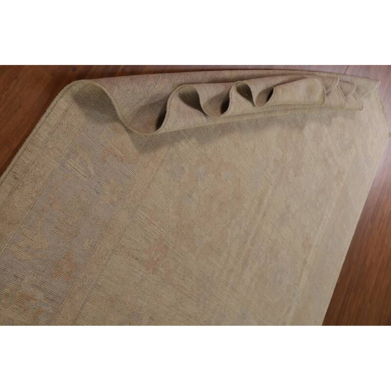 Floral Oushak Turkish Area Rug Handmade Oriental Yellow Wool Carpet - 9'0"x 11'11"