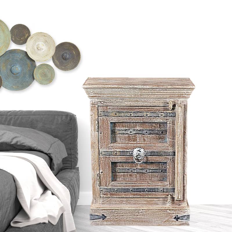 HomeRoots 36" White Solid Wood Distressed Nightstand - White