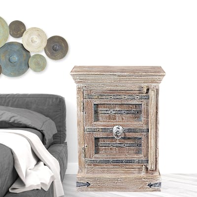 HomeRoots 36" White Solid Wood Distressed Nightstand