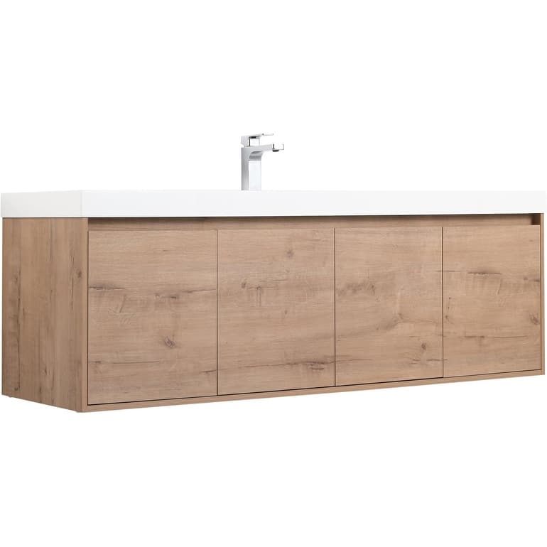 Blossom 60" Wall Mount Vanity with Single Acrylic Sink, Modern Design