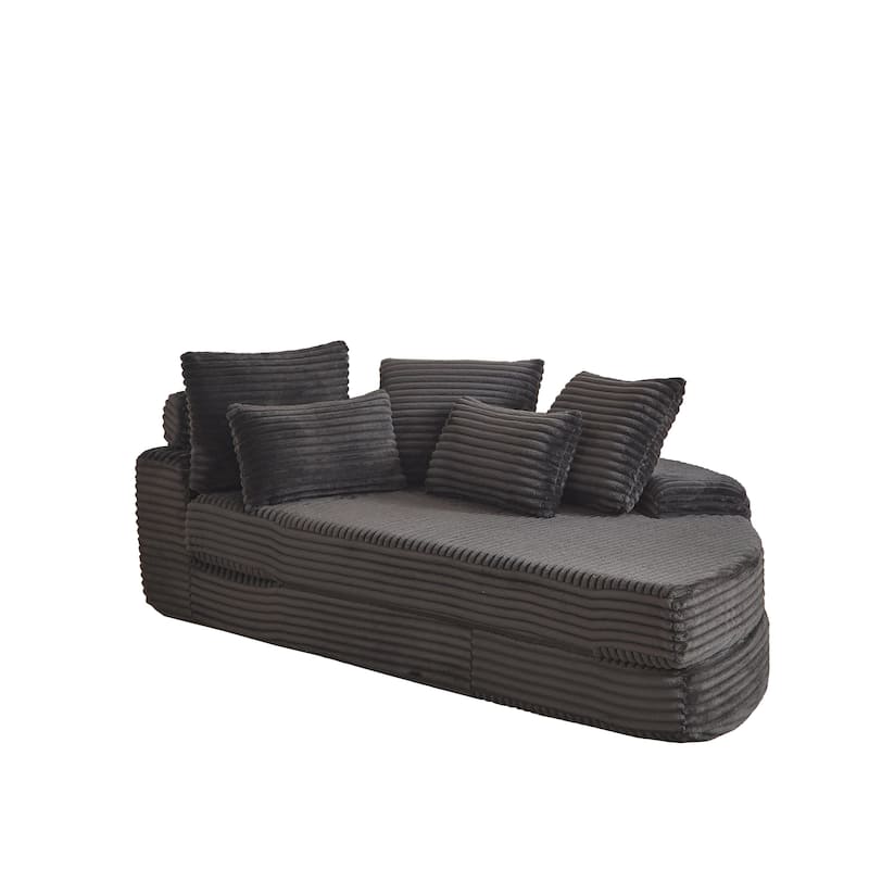 78.5-Inch Corduroy Semi-Circular 2-in-1 Sofa Bed,Designer Recliner with Pillow