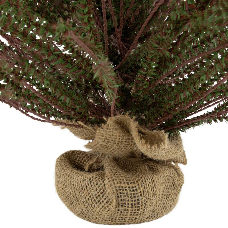 2' Green Brown Warsaw Twig Artificial Christmas Tree Burlap Base - under-3-feet