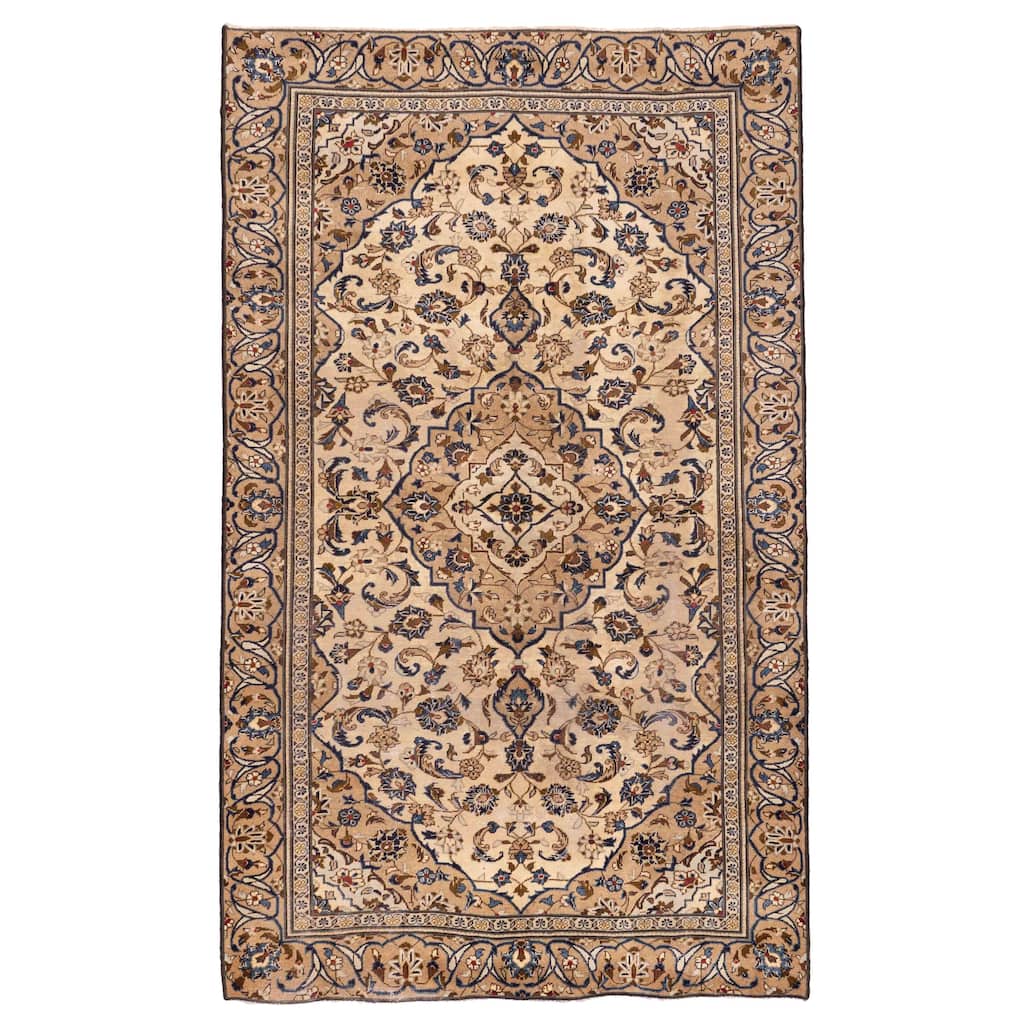 ECARPETGALLERY Hand-knotted Antalya Vintage Cream Wool Rug - 5'10 x 9'10