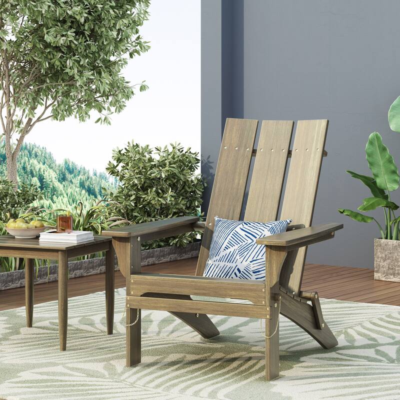 Zuma Outdoor Contemporary Acacia Wood Foldable Adirondack Chair by Christopher Knight Home - Gray