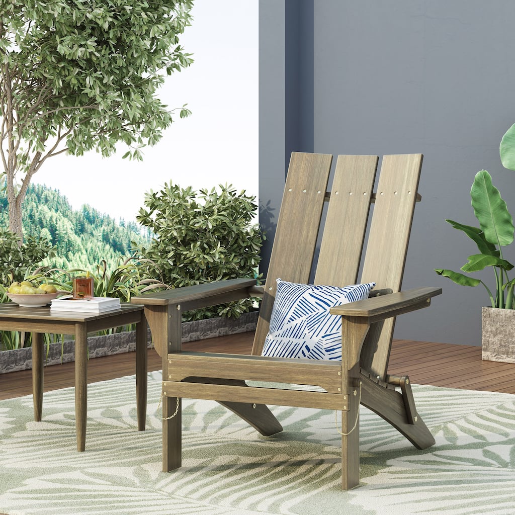 Zuma Outdoor Contemporary Acacia Wood Foldable Adirondack Chair by Christopher Knight Home