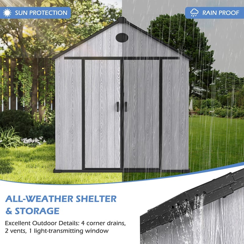 7.4 ft. W x 7.4 ft. D All-Weather Resin Outdoor Plastic Storage Shed